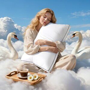 RDS Certified Goose Feather & Down Pillow King Size, 3-Chamber Gusseted Design